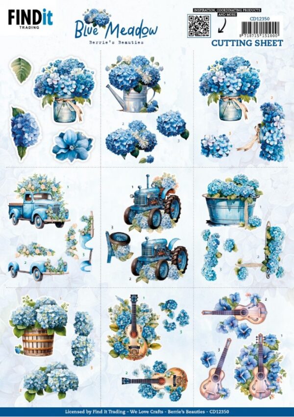 knipvel-3D- Berries Beauties - Blue Meadow - Mini - CD12350