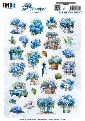 knipvel-3D- Berries Beauties - Blue Meadow - Small Elements - CD12351