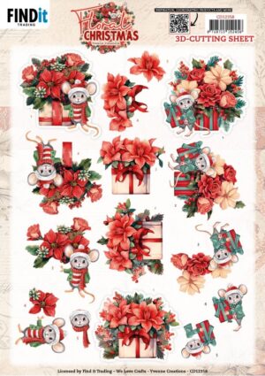 knipvel-3D- Yvonne Creations - Floral Christmas - Floral Presents - CD12358