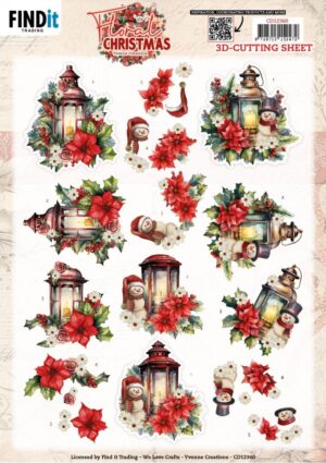 knipvel-3D- Yvonne Creations - Floral Christmas - Floral Lantern - CD12360