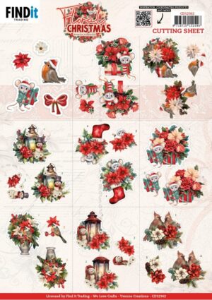 knipvel-3D- Yvonne Creations - Floral Christmas - Mini - CD12362