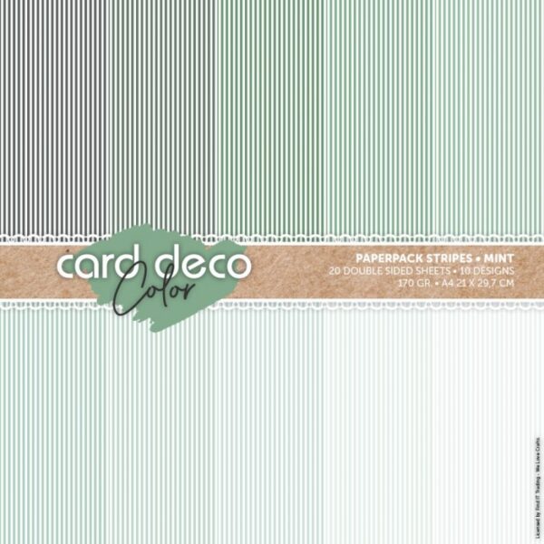 Card Deco Color Paperpack - Stripes - Mint
