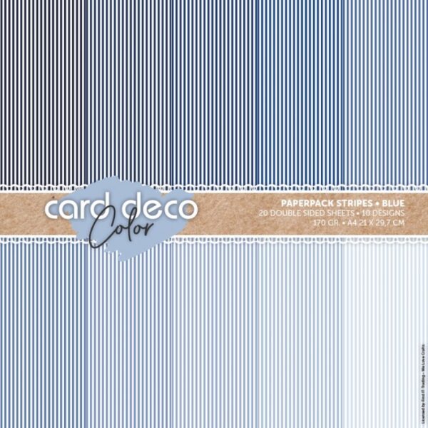 Card Deco Color Paperpack - Stripes - Blue
