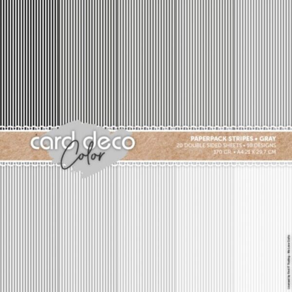 Card Deco Color Paperpack - Stripes - Grey