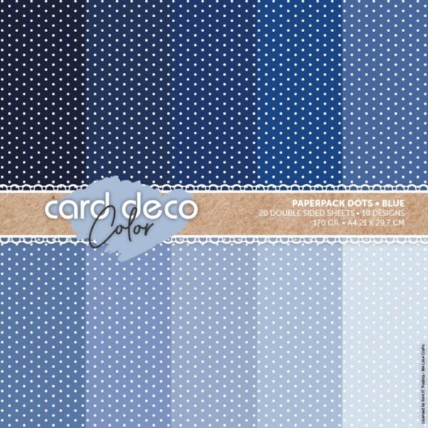 Card Deco Color Paperpack - Dots - Blue