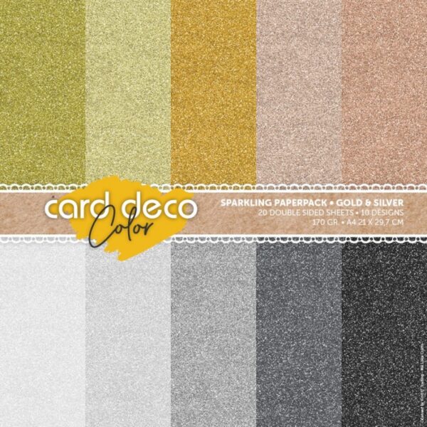 Card Deco Color Paperpack - Sparkling - Gold and Silver