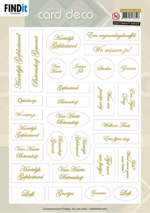 Push-out sheet - 3D - Card Deco - Goud - CDESENTNL10001