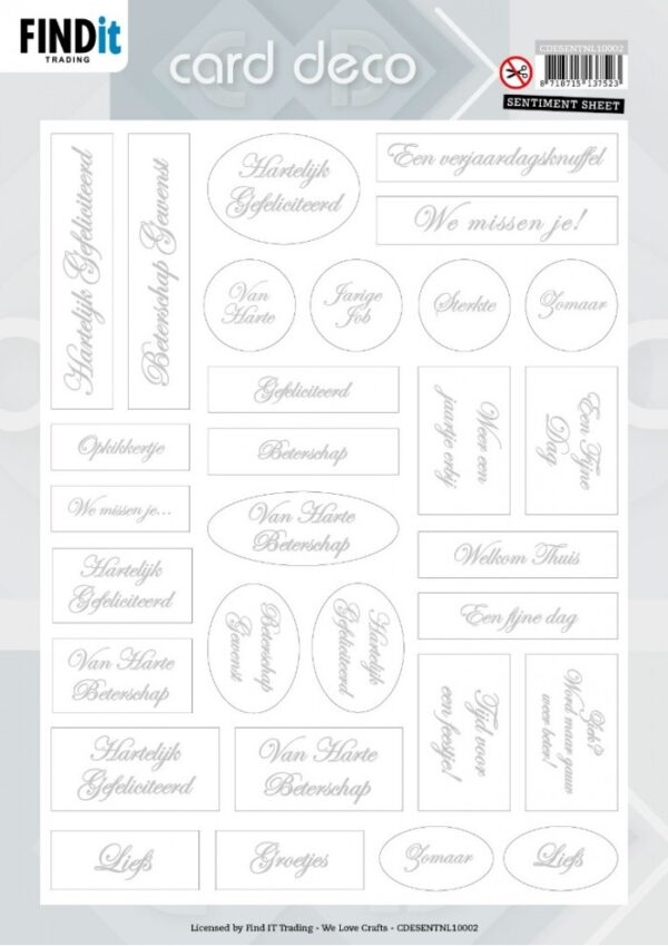 Push-out sheet - 3D - Card Deco - Zilver - CDESENTNL10002