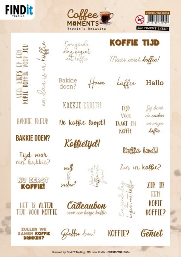 Push-out sheet - 3D - Berrie's Beauties - Coffee Moments - CDESENTNL10004