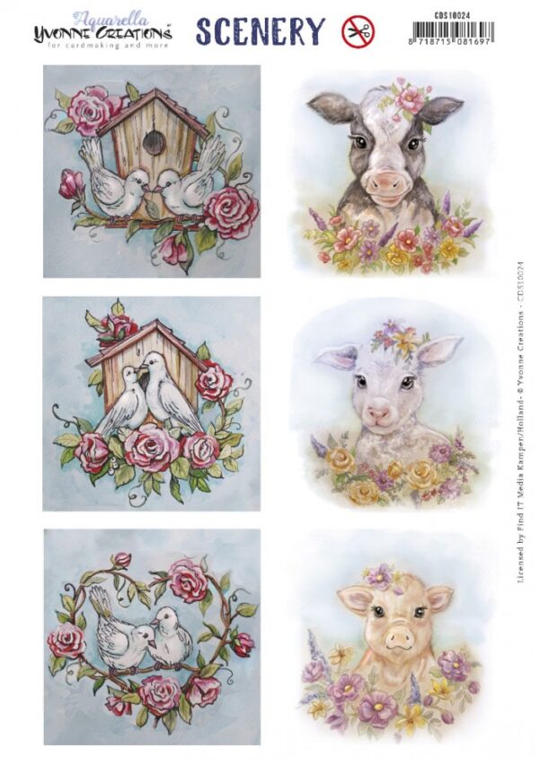 Push-out sheet - 3D - Yvonne Creations - Animals - CDS10024