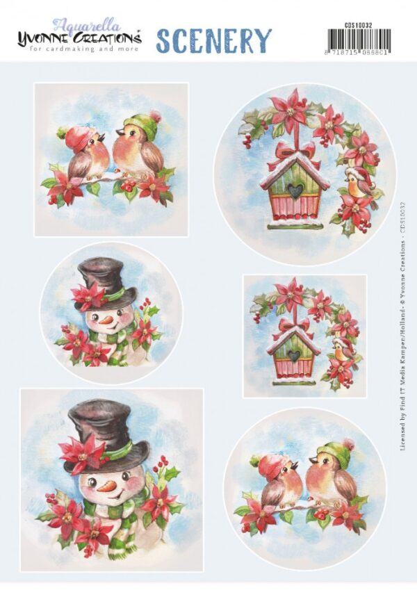 Push-out sheet - 3D - Yvonne Creations - Christmas Birds - CDS10032