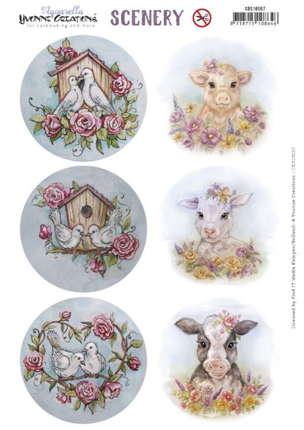 Push-out sheet - 3D - Yvonne Creations - Animals Circle - CDS10067