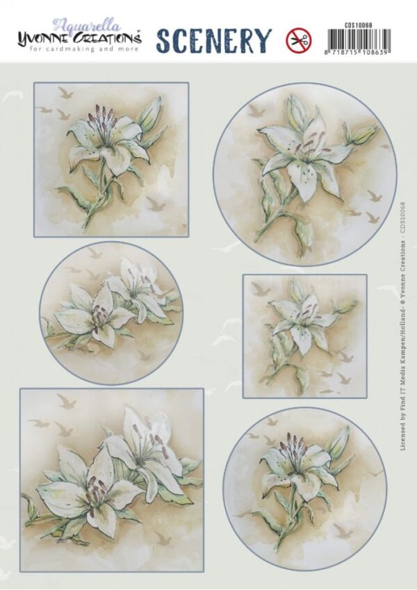 Push-out sheet - 3D - Yvonne Creations - White Lily - CDS10068