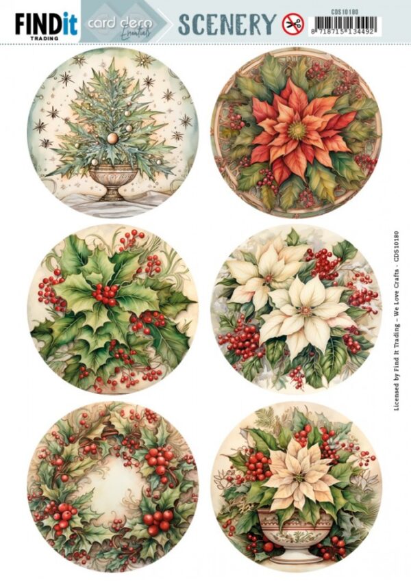 Push-out sheet - 3D - Card Deco Essentials - Holly Round - CDS10180