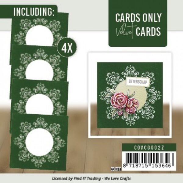 Cards Only: Velvet Cards Groen-Zilver Set 2