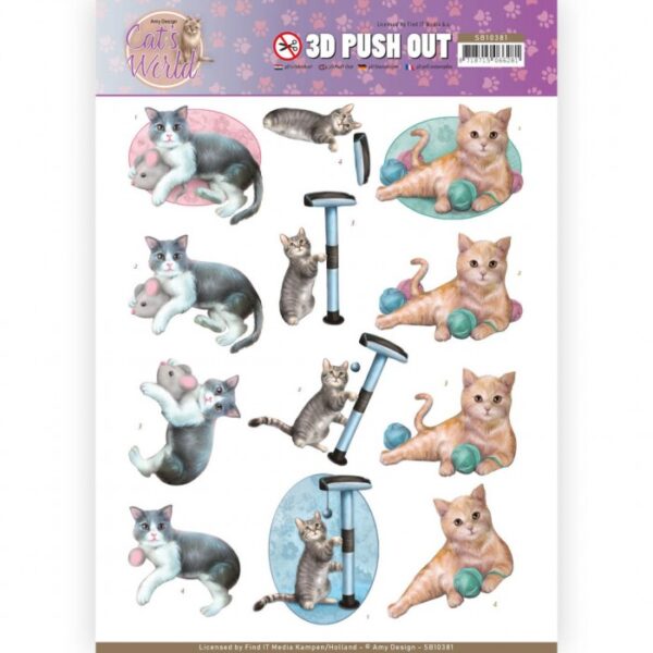 Push-out sheet - 3D - Amy Design - Cat's World - SB10381