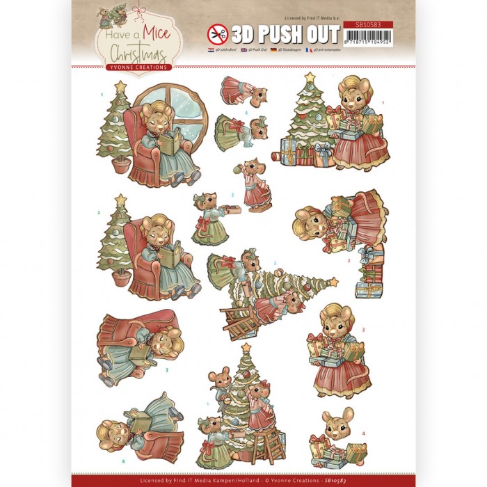 Push-out sheet - 3D - Yvonne Creations - Have a Mice Christmas - SB10583