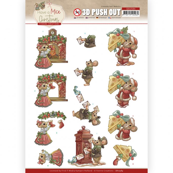Push-out sheet - 3D - Yvonne Creations - Have a Mice Christmas - SB10584