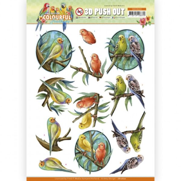 Push-out sheet - 3D - Amy Design - Colourful Feathers - SB10620