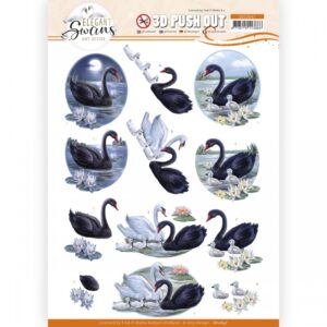 Push-out sheet - 3D - Amy Design - Elegant Swans: Black Swans - SB10647