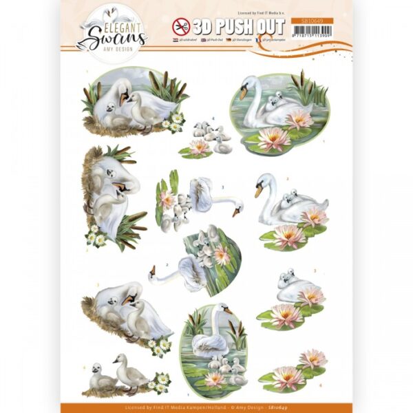 Push-out sheet - 3D - Amy Design - Elegant Swans - SB10649