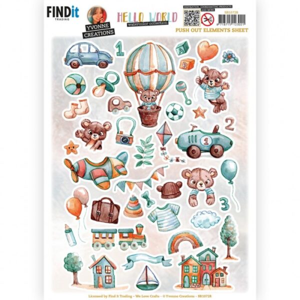 Push-out sheet - 3D - Yvonne Creations - Hello World - SB10728