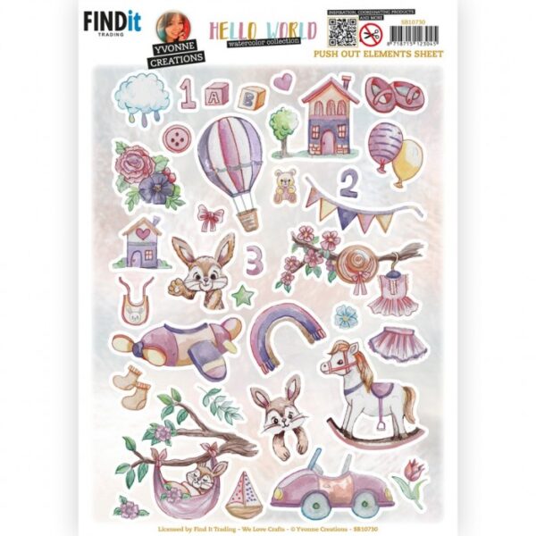 Push-out sheet - 3D - Yvonne Creations - Hello World - SB10730