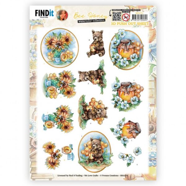 Push-out sheet - 3D - Yvonne Creations - Bee Honey - SB10751