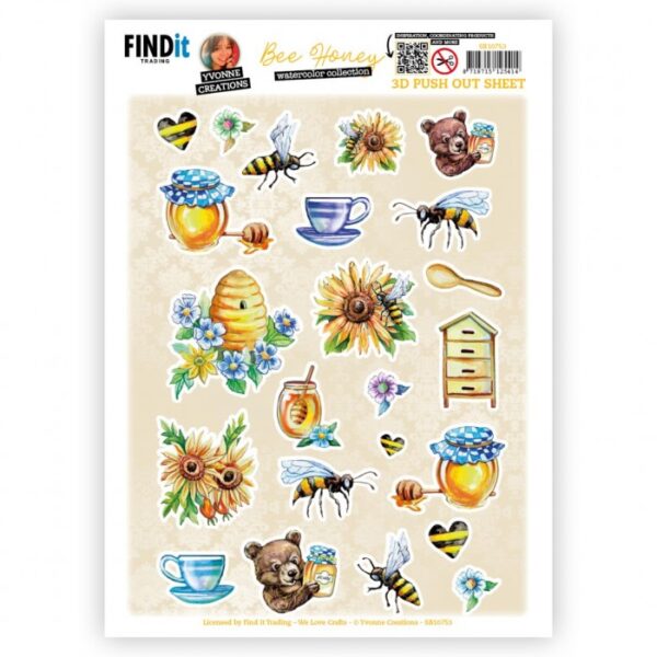 Push-out sheet - 3D - Yvonne Creations - Bee Honey - SB10753
