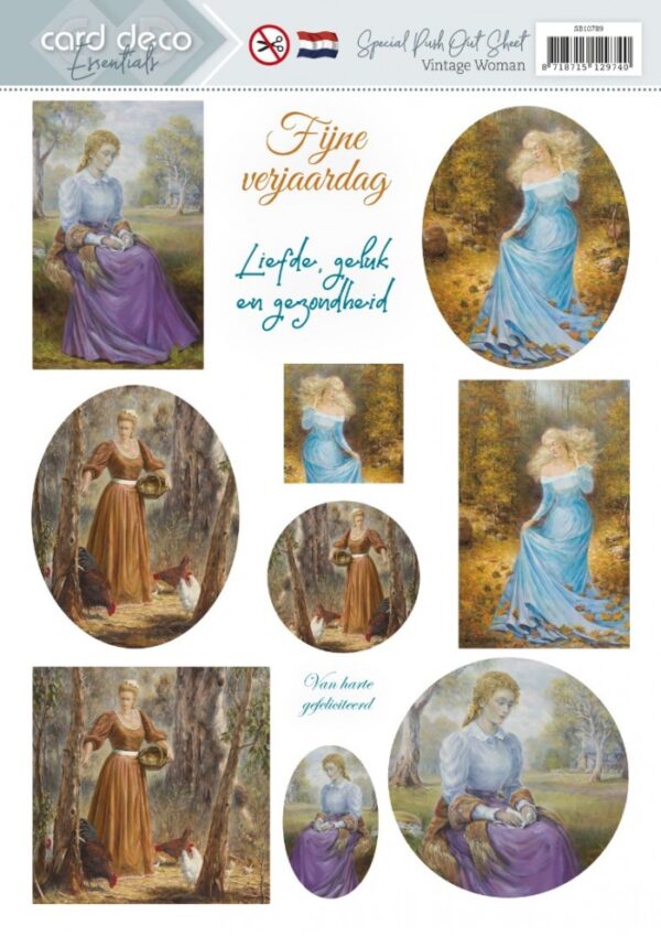 Push-out sheet - 3D - Card Deco Essentials - Vintage Women - SB10789