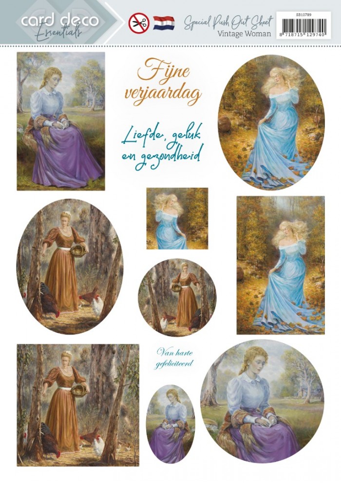 Push-out sheet - 3D - Card Deco Essentials - Vintage Women - SB10789