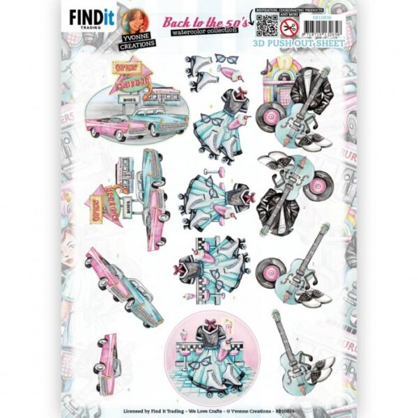 Push-out sheet - 3D - Yvonne Creations - Back to the 50's - SB10836