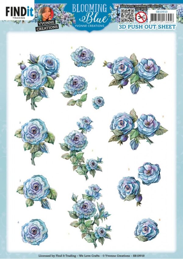 Push-out sheet - 3D - Yvonne Creations - Blooming Blue - SB10910
