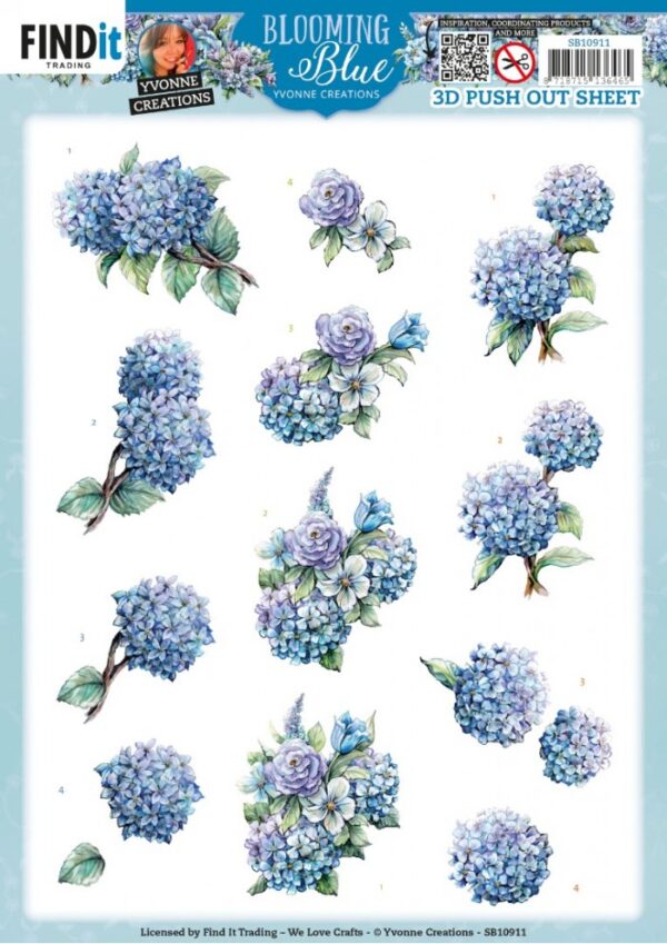 Push-out sheet - 3D - Yvonne Creations - Blooming Blue - SB10911