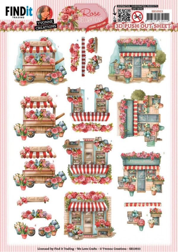 Push-out sheet - 3D - Yvonne Creations - Rose Decorations - SB10933