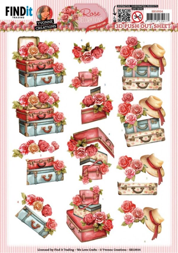 Push-out sheet - 3D - Yvonne Creations - Rose Decorations - SB10934