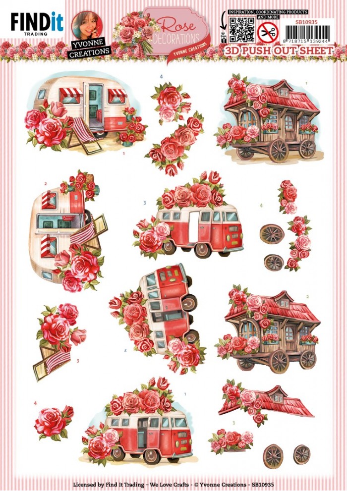 Push-out sheet - 3D - Yvonne Creations - Rose Decorations - SB10935