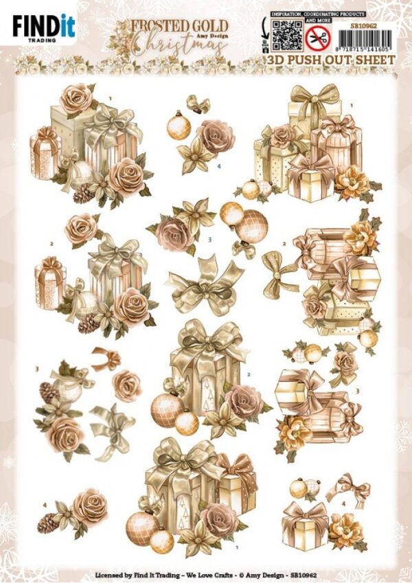 Push-out sheet - 3D - Amy Design - Frosted Gold Christmas - SB10962