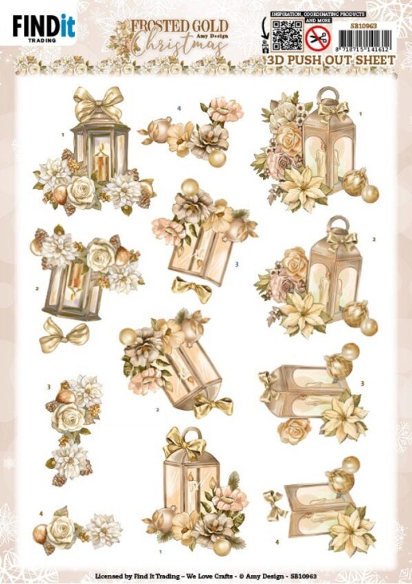 Push-out sheet - 3D - Amy Design - Frosted Gold Christmas - SB10963