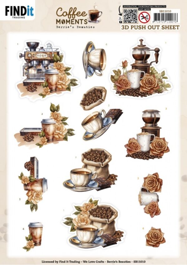Push-out sheet - 3D - Berrie's Beauties - Coffee Moments - SB11010