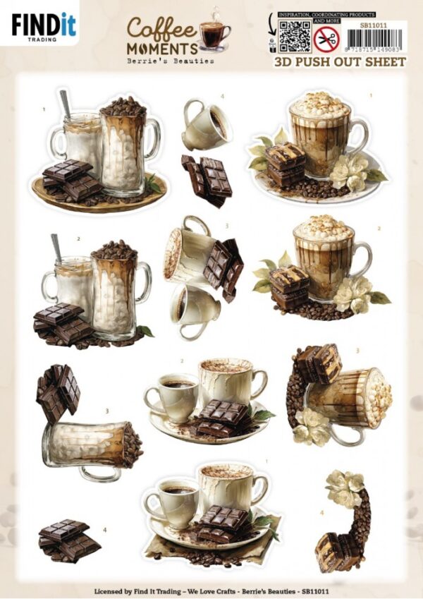 Push-out sheet - 3D - Berrie's Beauties - Coffee Moments - SB11011