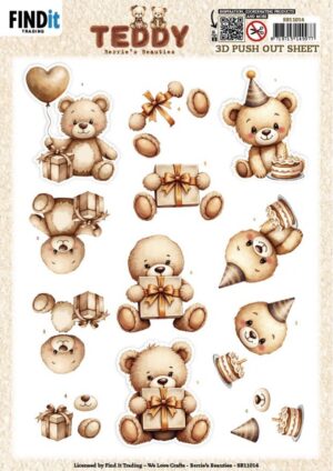 Push-out sheet - 3D - Berrie's Beauties - Teddy - SB11014