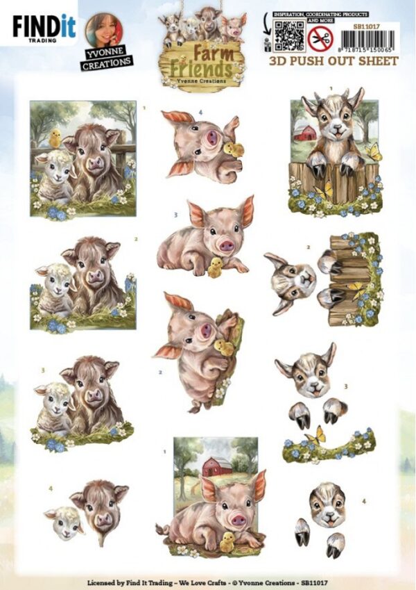 Push-out sheet - 3D - Yvonne Creations - Farm Friends - SB11017