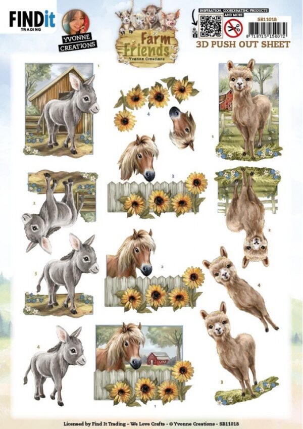 Push-out sheet - 3D - Yvonne Creations - Farm Friends - SB11018