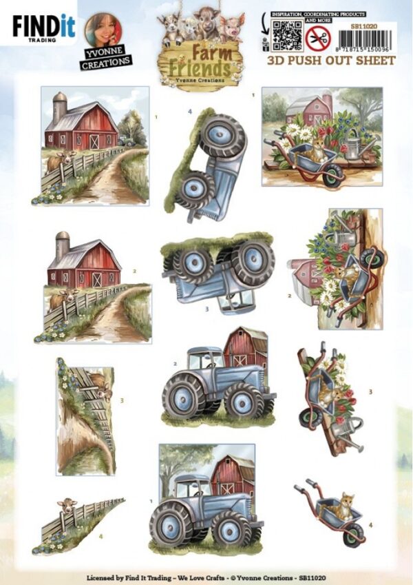 Push-out sheet - 3D - Yvonne Creations - Farm Friends - SB11020