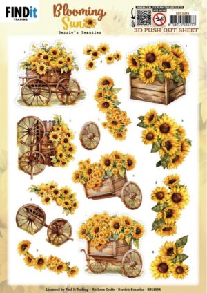 Push-out sheet - 3D - Berrie's Beauties - Blooming Sun Sunflower Wagon - SB11034