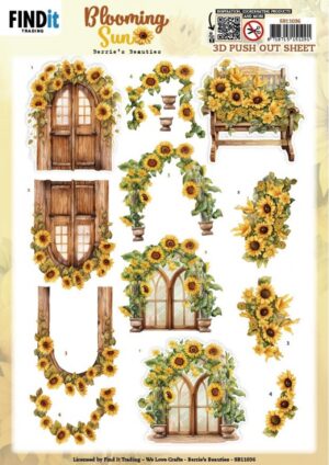 Push-out sheet - 3D - Berrie's Beauties - Blooming Sun Rustic Sunlight - SB11036
