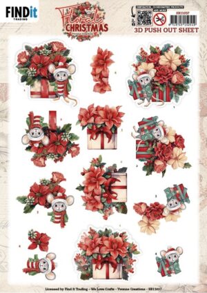 Push-out sheet - 3D - Yvonne Creations - Floral Christmas - SB11037