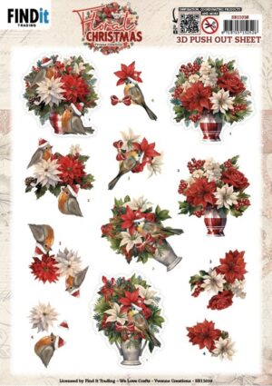 Push-out sheet - 3D - Yvonne Creations - Floral Christmas - SB11038