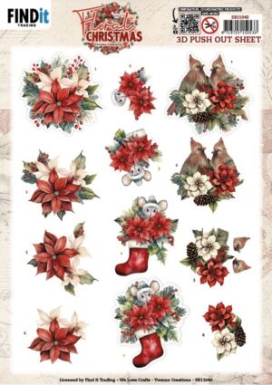 Push-out sheet - 3D - Yvonne Creations - Floral Christmas - S11040